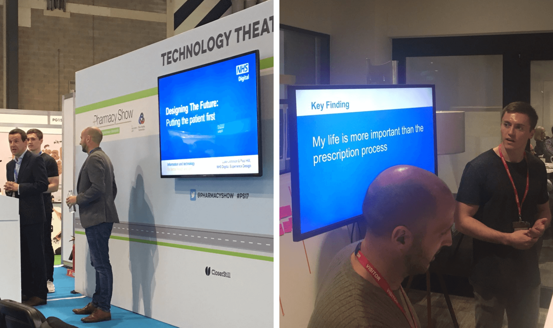 Paul Hill and Luke Johnson presenting the digital medicines concept at the Pharmacy Show 2017 and to Well Digital